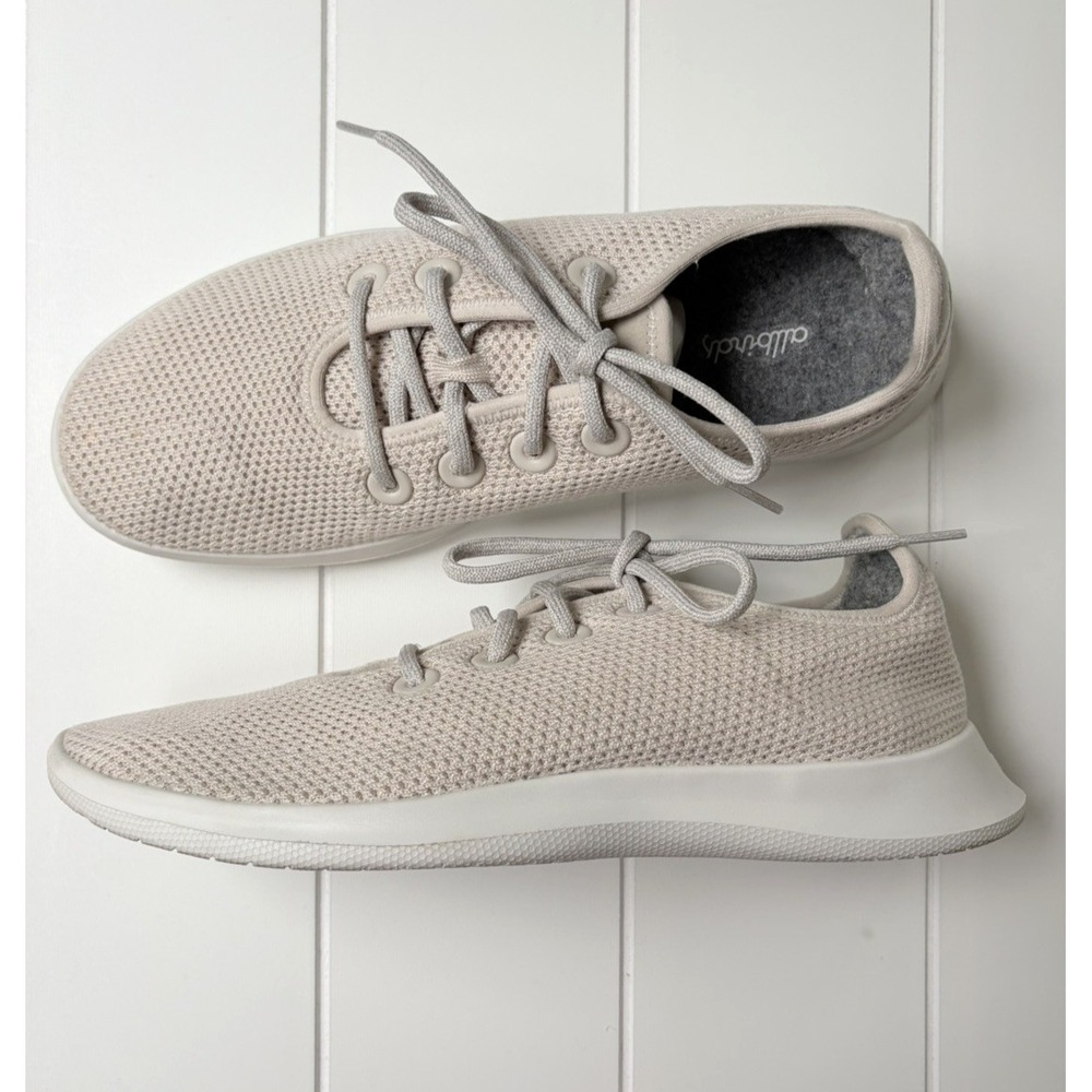 Allbirds Tree Runner Sneakers Mens 10 Lace Up Merino Wool Beige White Casual